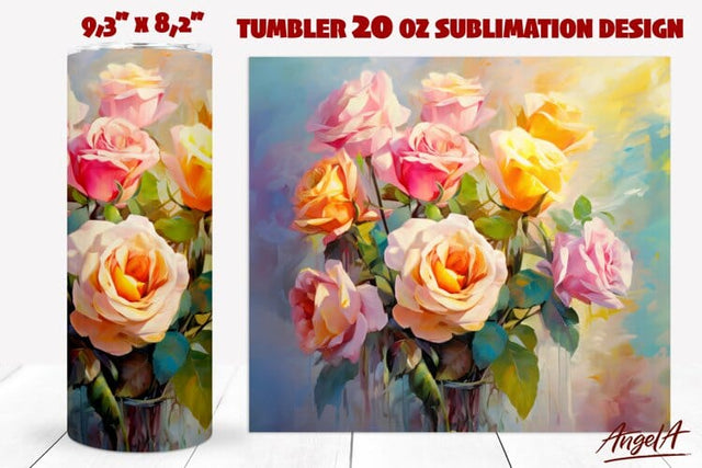 Floral tumbler wrap sublimation / bouquet of flowers roses Sublimation Angelina Semenova 