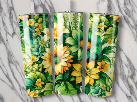 Floral Tumbler Wrap, Vibrant Flowers Tumbler Sublimation PNG Sublimation Luvleigh Digitals 