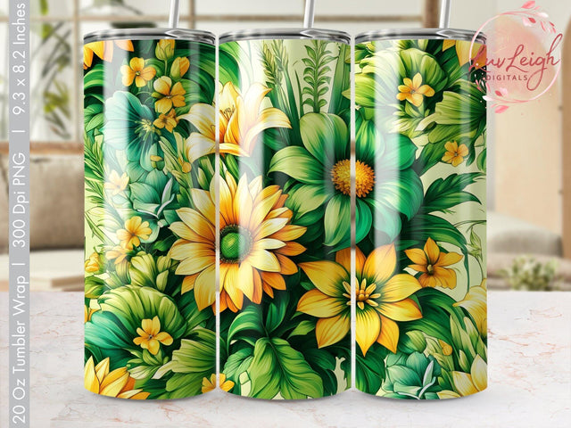 Floral Tumbler Wrap, Vibrant Flowers Tumbler Sublimation PNG Sublimation Luvleigh Digitals 