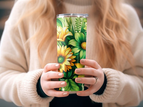 Floral Tumbler Wrap, Vibrant Flowers Tumbler Sublimation PNG Sublimation Luvleigh Digitals 