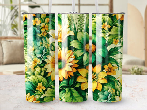 Floral Tumbler Wrap, Vibrant Flowers Tumbler Sublimation PNG Sublimation Luvleigh Digitals 