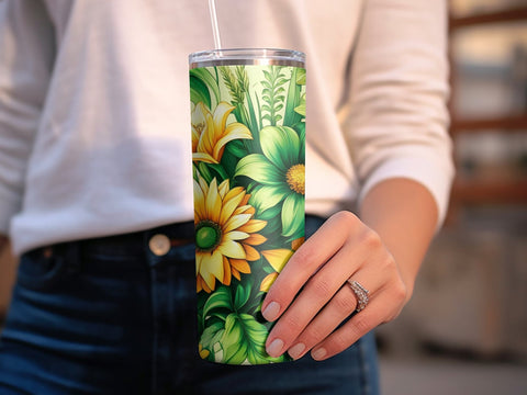 Floral Tumbler Wrap, Vibrant Flowers Tumbler Sublimation PNG Sublimation Luvleigh Digitals 