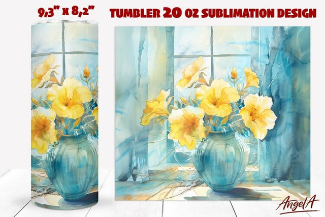 Floral tumbler wrap / watercolor flowers tumbler wrap Sublimation Angelina Semenova 