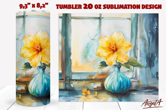 Floral tumbler wrap / watercolor flowers tumbler wrap Sublimation Angelina Semenova 