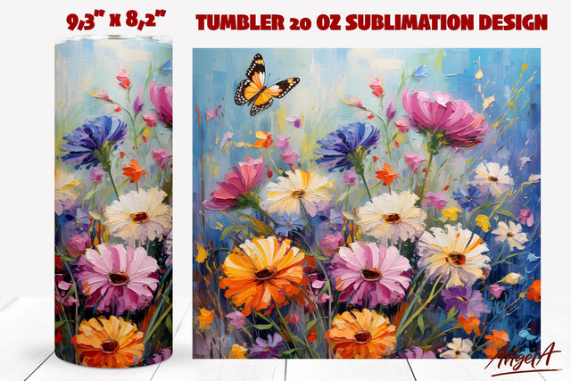 Floral tumbler wrap / Wildflower tumbler, bouquet of flowers Sublimation Angelina Semenova 