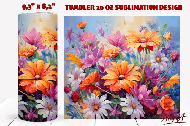 Floral tumbler wrap / Wildflower tumbler, bouquet of flowers Sublimation Angelina Semenova 