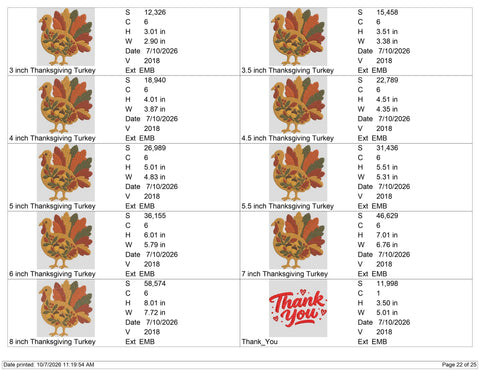 Floral Turkey Embroidery Design – Thanksgiving Fall Turkey Autumn Leaves Acorn Machine Embroidery File Embroidery/Applique DESIGNS PatternFeed8 
