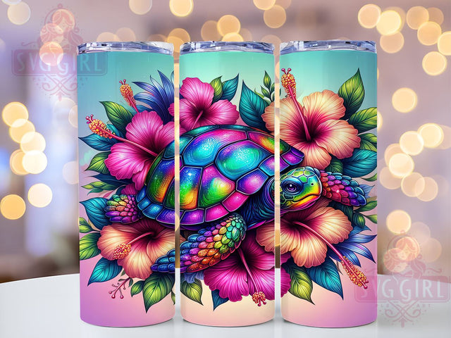 Floral Turtle 20oz Tumbler Wrap Sublimation Design, Straight Tapered Tumbler Wrap, Hibiscus Tropical Sea Turtle Tumbler Png, Instant Digital Download Sublimation SvggirlplusArt 