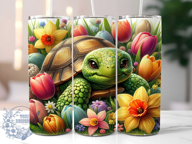 Floral Turtle Spring 20oz Tumbler, Cute Turtle Tumbler, Floral Turtle Design, 20oz Spring Wrap, Turtle Lover Gift, Custom Sublimation Tumbler, Spring Floral Drinkware, Adorable Turtle Decor Sublimation ToriDesigns 