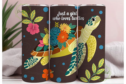 Floral Turtle Wood Grain 20oz Tumbler Sublimation PixelChick 