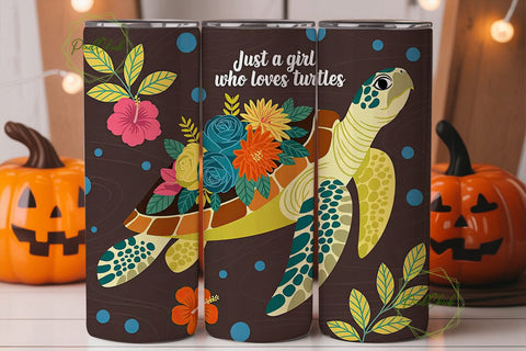 Floral Turtle Wood Grain 20oz Tumbler Sublimation PixelChick 