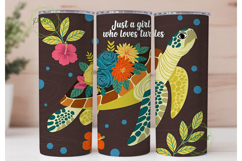 Floral Turtle Wood Grain 20oz Tumbler Sublimation PixelChick 