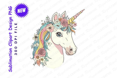 Floral Unicorn Head Clipart Png Illustration Sublimation Regulrcrative 