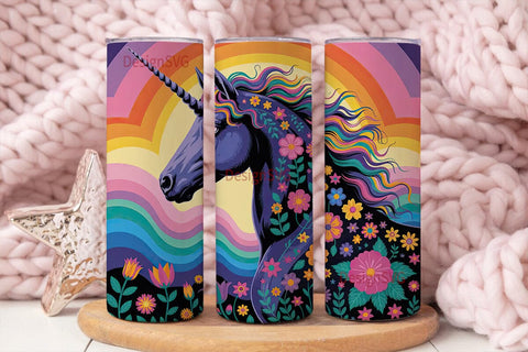 Floral Unicorn Magic 20oz Tumbler Wrap Sublimation DesignSVG 