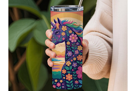 Floral Unicorn Magic 20oz Tumbler Wrap Sublimation DesignSVG 
