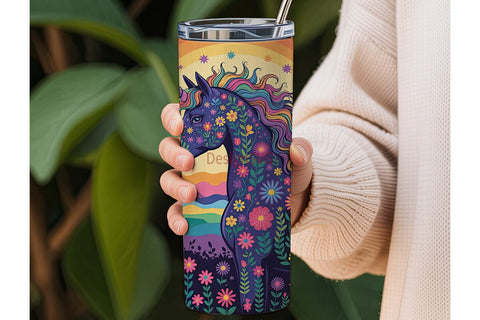 Floral Unicorn Magic 20oz Tumbler Wrap Sublimation DesignSVG 