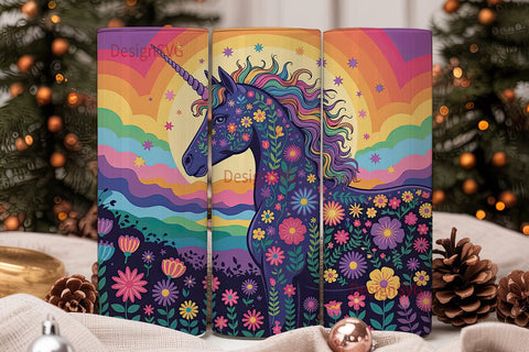 Floral Unicorn Magic 20oz Tumbler Wrap Sublimation DesignSVG 