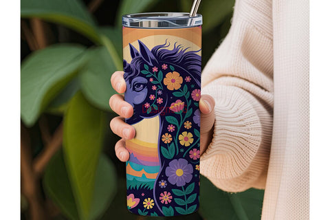Floral Unicorn Magic 20oz Tumbler Wrap Sublimation DesignSVG 