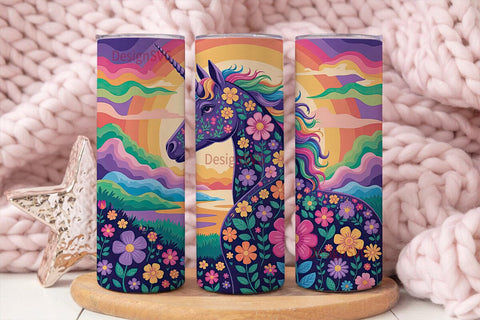 Floral Unicorn Magic 20oz Tumbler Wrap Sublimation DesignSVG 