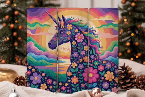 Floral Unicorn Magic 20oz Tumbler Wrap Sublimation DesignSVG 