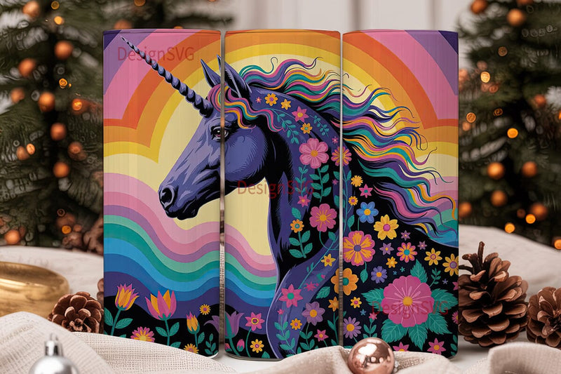 Floral Unicorn Magic 20oz Tumbler Wrap Sublimation DesignSVG 