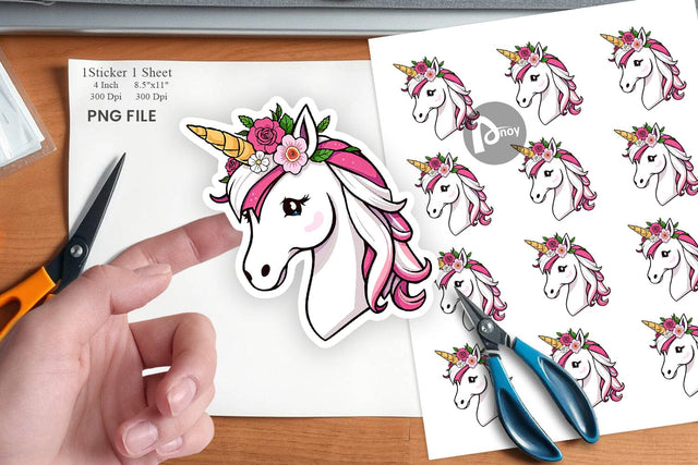 Floral Unicorn Sticker Sublimation artnoy 