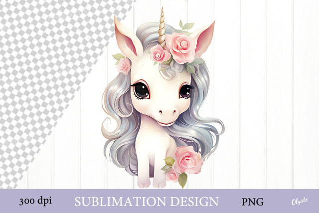 Floral Unicorn Sublimation PNG. Sublimation Design Sublimation Olga Terlyanskaya 
