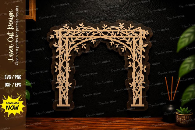 Floral Vine Archway Laser Cut SVG Design SVG Regulrcrative 