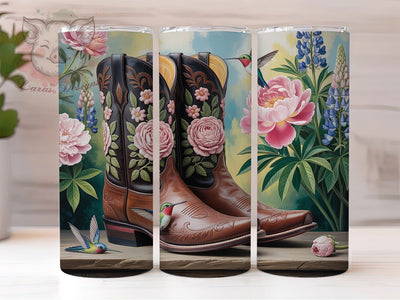 Floral Vintage Cowgirl Tumbler, Floral Vintage Tumbler, Rustic 20oz Wrap, Sublimation Design, Stylish Gift Idea, Western Boots Wrap, Country Cowgirl Tumbler Sublimation Lara' s Designs 