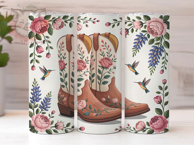 Floral Vintage Cowgirl Tumbler, Floral Vintage Tumbler, Rustic 20oz Wrap, Sublimation Design, Stylish Gift Idea, Western Boots Wrap, Country Cowgirl Tumbler Sublimation Lara' s Designs 