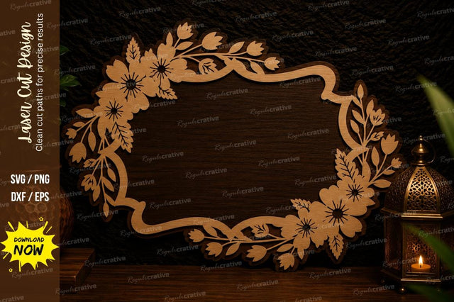 Floral Vintage Frame Laser Cut SVG Design SVG Regulrcrative 