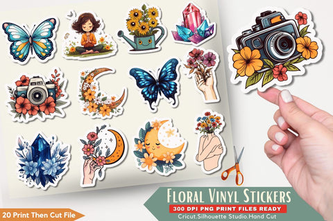 Floral Vinyl Sticker Bundle Sublimation Regulrcrative 