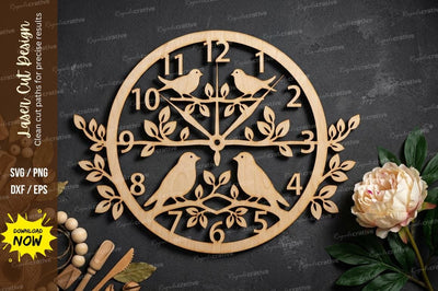 Floral Wall Clock Laser Cut, clock svg, wall clock svg, floral clock svg, laser cut svg SVG Regulrcrative 