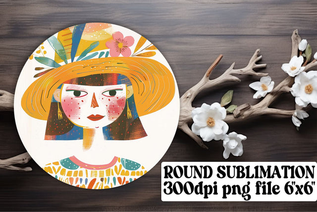 Floral Watercolor Lady Ornament - Sublimation Keychain Sublimation afrosvg 