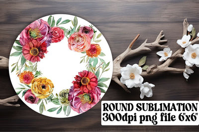 Floral Watercolor Round Design Sublimation afrosvg 