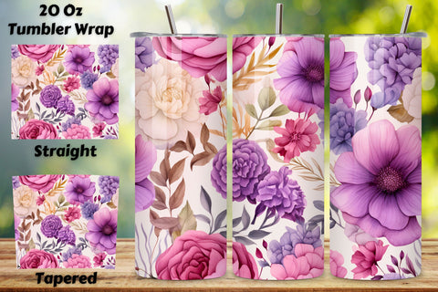 Floral Watercolor Seamless Tumbler Wrap PNG, Seamless PNG, Floral Watercolor Tumbler Wrap, Seamless PNG Wrap Sublimation FloridPrintables 