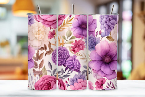 Floral Watercolor Seamless Tumbler Wrap PNG, Seamless PNG, Floral Watercolor Tumbler Wrap, Seamless PNG Wrap Sublimation FloridPrintables 