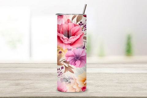 Floral Watercolor Tumbler Wrap, Seamless PNG Wrap Sublimation FloridPrintables 