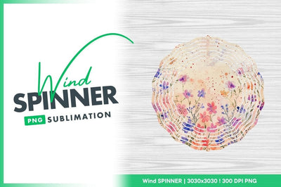 Floral watercolor wind spinner round design Sublimation Regulrcrative 