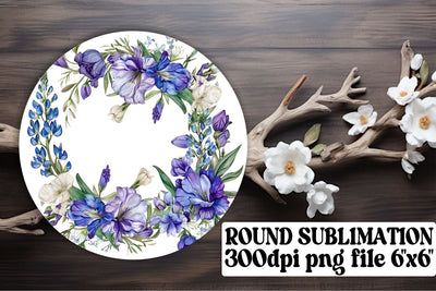 Floral Watercolor Wreath Keychain Sublimation afrosvg 