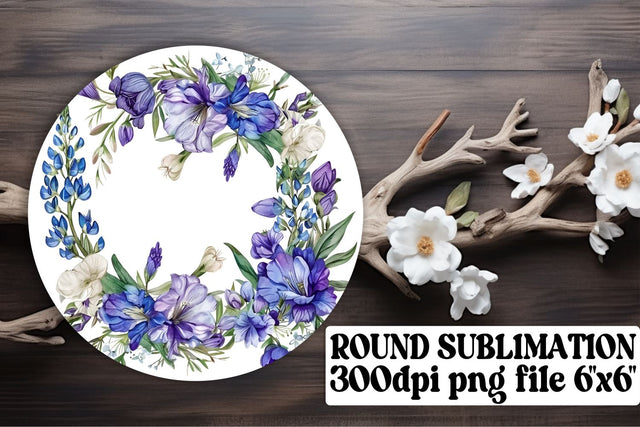 Floral Watercolor Wreath Keychain Sublimation afrosvg 