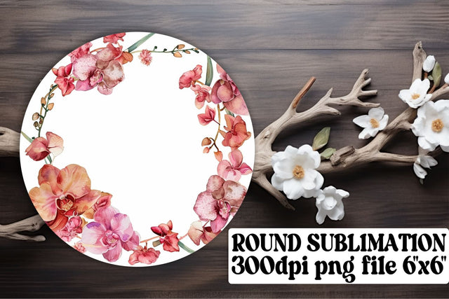 Floral Watercolor Wreath Round Design Sublimation afrosvg 