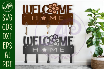 Floral welcome home Key holders for metal and laser cutting SVG APInspireddesigns 