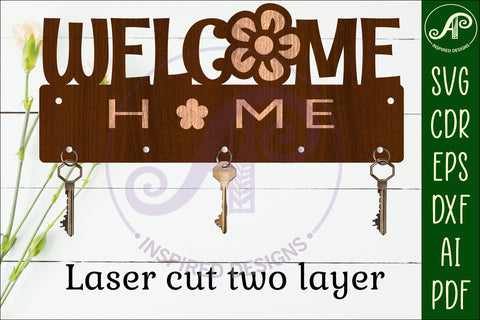 Floral welcome home Key holders for metal and laser cutting SVG APInspireddesigns 