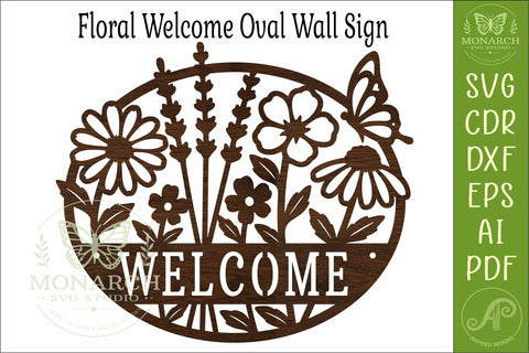 Floral Welcome Sign SVG, Wildflower Door Hanger, Butterfly SVG APInspireddesigns 