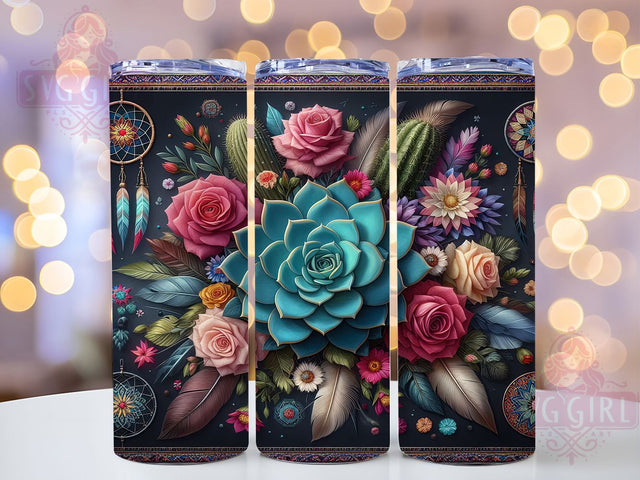 Floral Western Country 20oz Tumbler, Country Tumbler Wrap, 20oz Sublimation Wrap, Rustic Floral Tumbler, Western Style Drinkware, Boho Western Tumbler, Southwestern Design Tumbler Sublimation SvggirlplusArt 