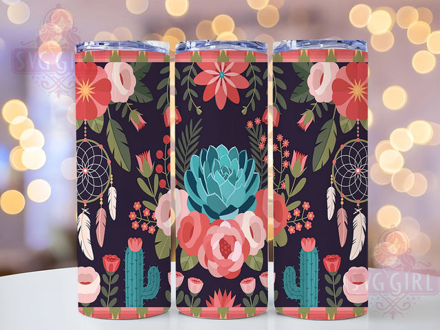 Floral Western Country 20oz Tumbler, Country Tumbler Wrap, 20oz Sublimation Wrap, Rustic Floral Tumbler, Western Style Drinkware, Boho Western Tumbler, Southwestern Design Tumbler Sublimation SvggirlplusArt 