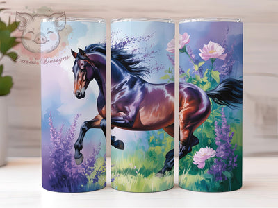 Floral Western Horse Tumbler, Purple Flower Tumbler, Rustic 20oz Wrap, Sublimation Design, Stylish Gift Idea, Floral Western Wrap, Country Horse Tumbler Sublimation Lara' s Designs 
