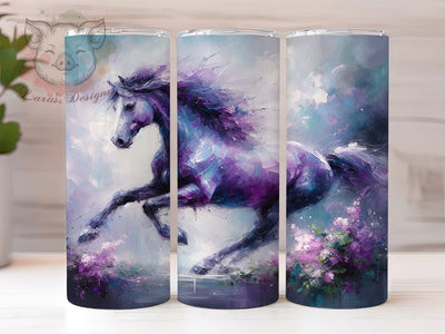 Floral Western Horse Tumbler, Purple Flower Tumbler, Rustic 20oz Wrap, Sublimation Design, Stylish Gift Idea, Floral Western Wrap, Country Horse Tumbler Sublimation Lara' s Designs 