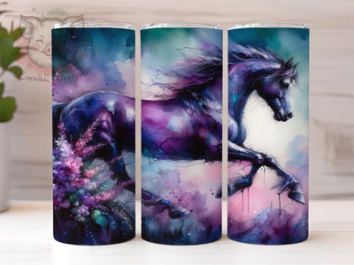 Floral Western Horse Tumbler, Purple Flower Tumbler, Rustic 20oz Wrap, Sublimation Design, Stylish Gift Idea, Floral Western Wrap, Country Horse Tumbler Sublimation Lara' s Designs 